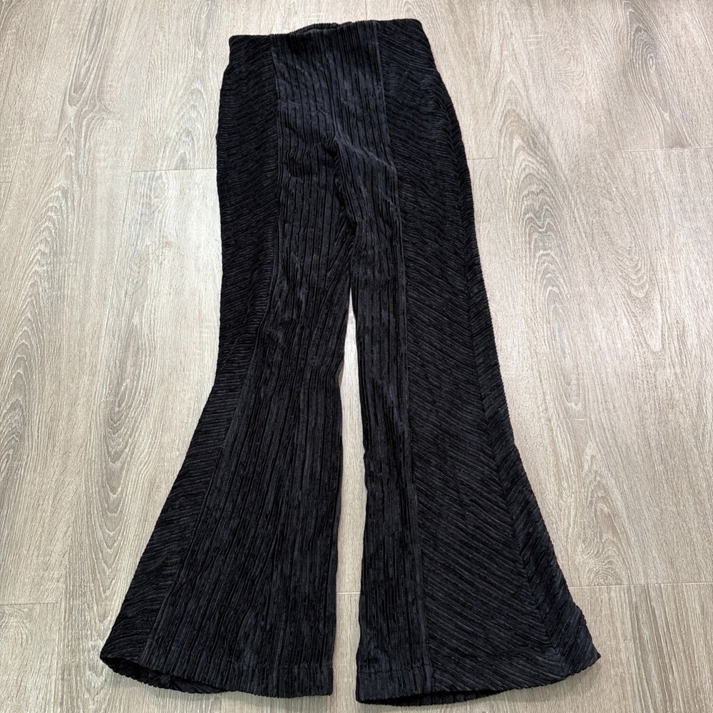 Free People Penny Velvet Flare Pull-on Pants Size Medium Black